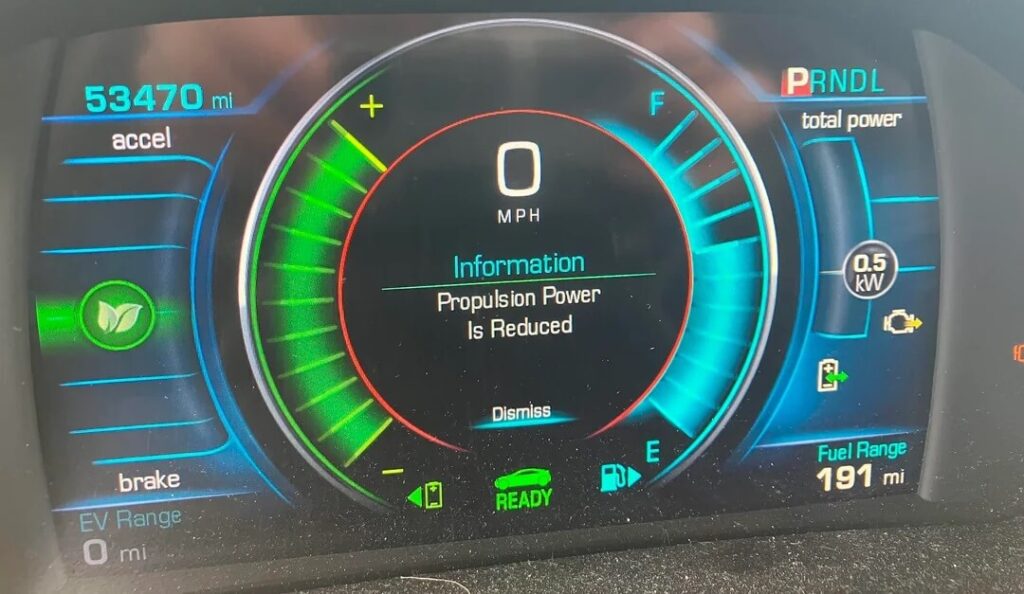 Chevy Volt Propulsion Power Is Reduced Message