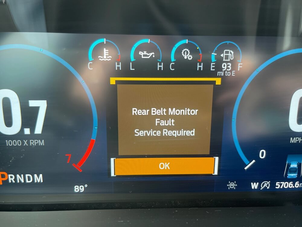 Rear Belt Monitor Fault Ford